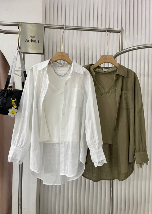 Summer Casual Shirt with Lacey Camisole  Sets